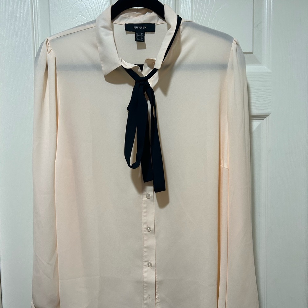 Forever 21 Light Blouse with Dark Tie